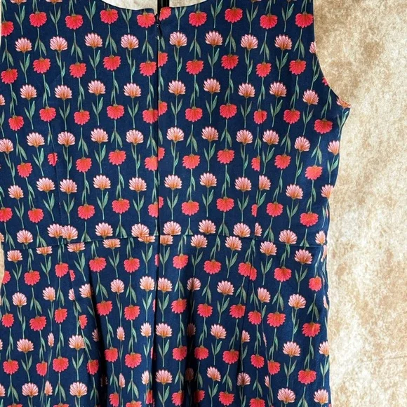 J. Crew Navy Midi Dress with Pink Floral Print - Picture 3 of 7